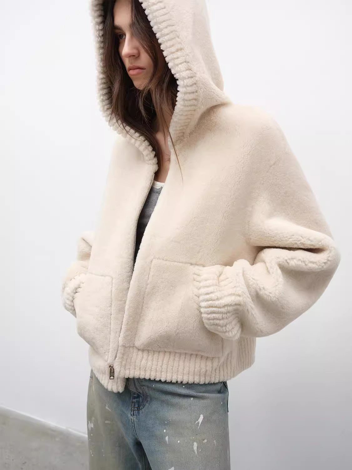 Fireladyfur Women's Hooded Merino Sheepskin JacketBad Boy