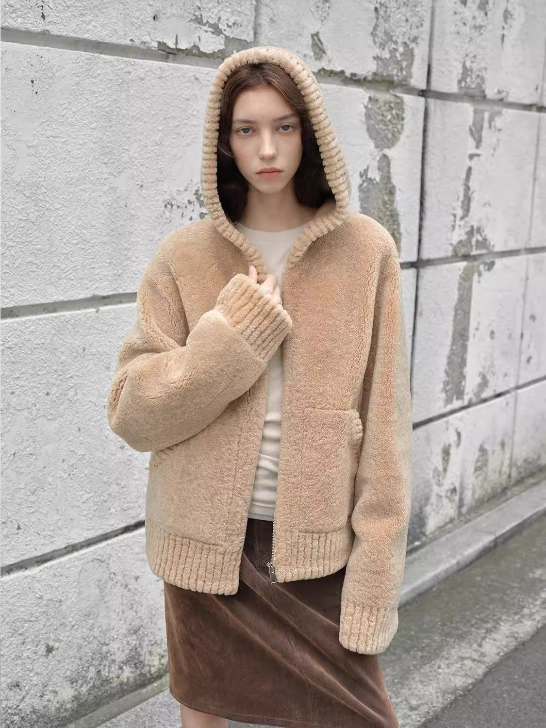 Fireladyfur Women's Hooded Merino Sheepskin JacketBad Boy