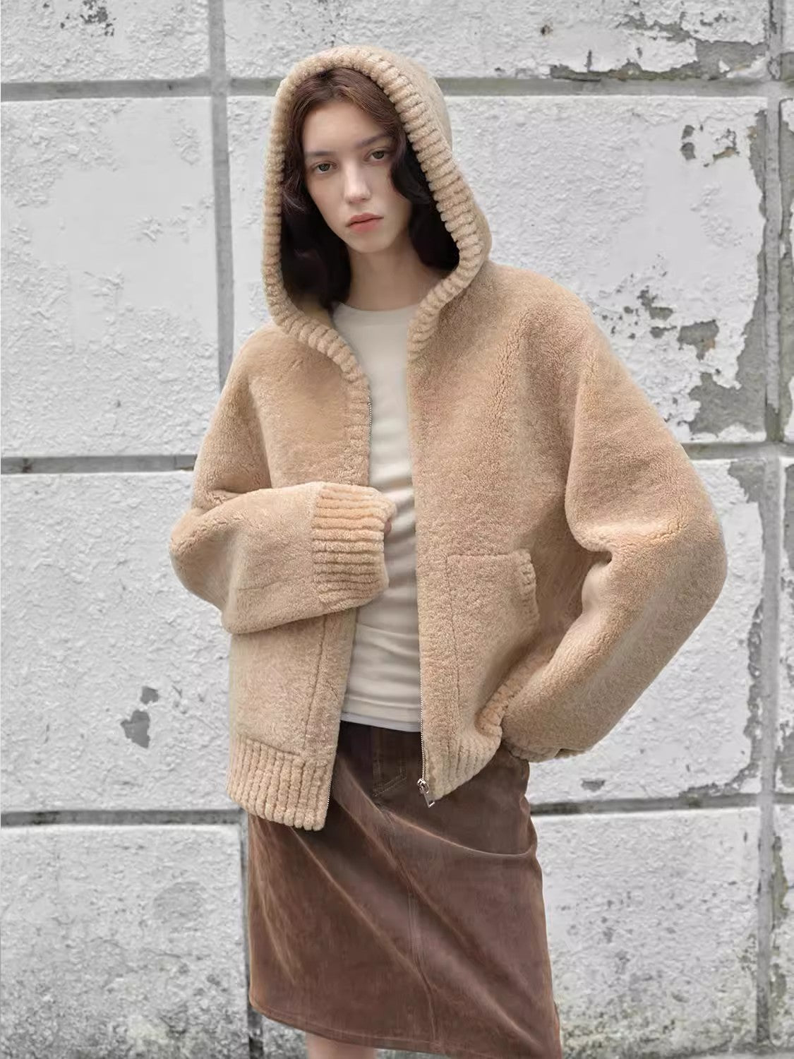 Fireladyfur Women's Hooded Merino Sheepskin JacketBad Boy