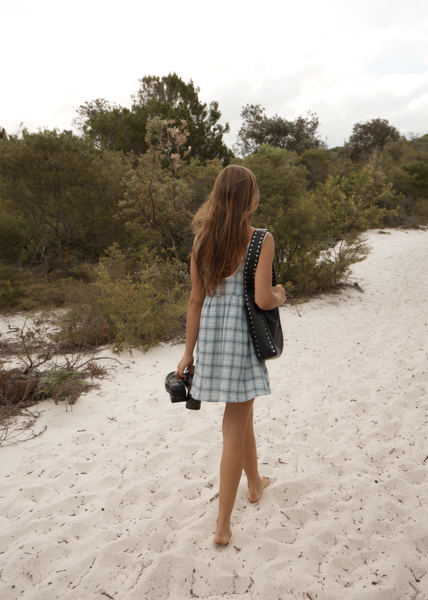 AFENDS Womens Jesse - Seersucker Mini Dress - Overcast Check