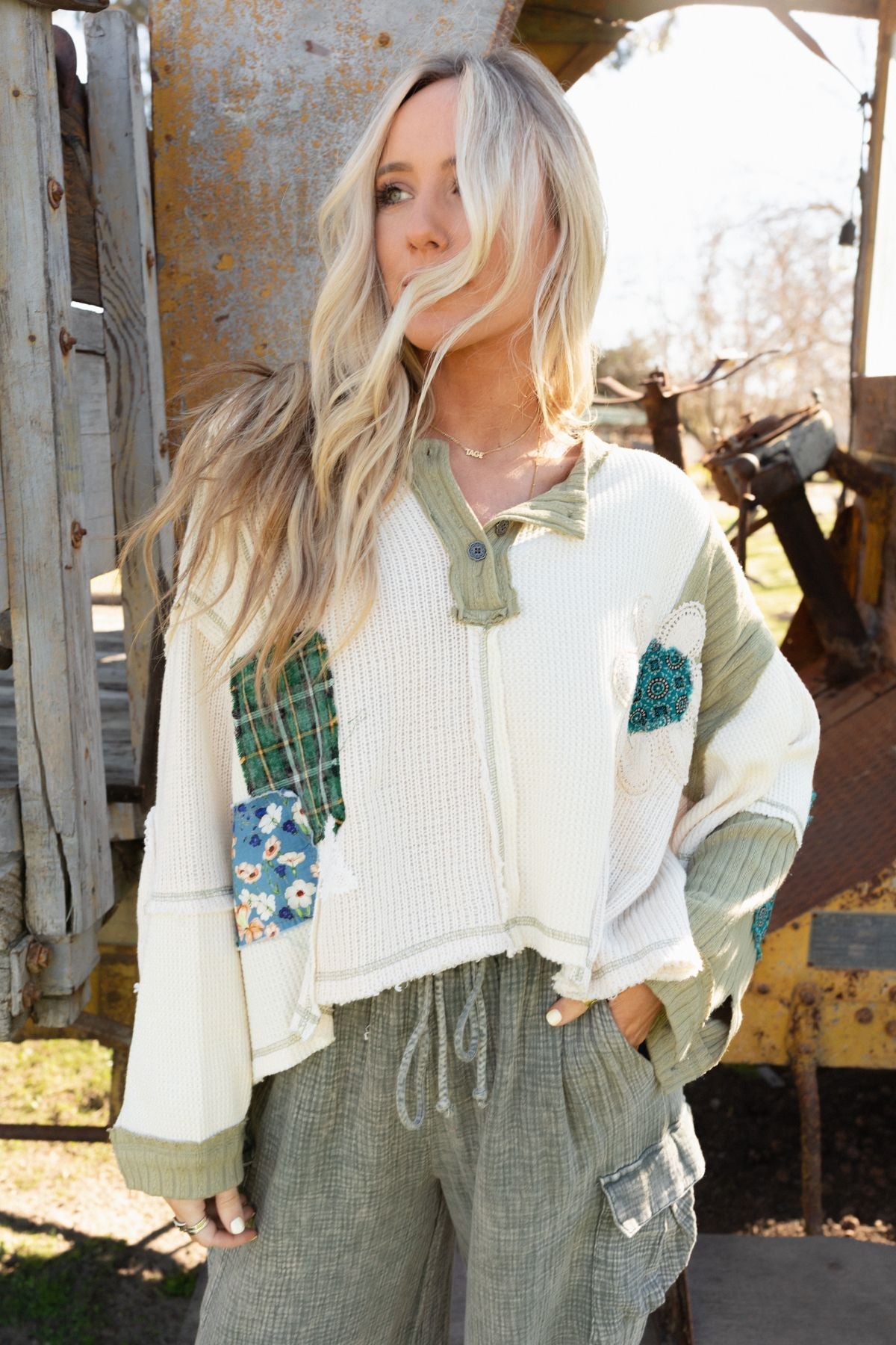 Huxley Patchwork Top - Cream