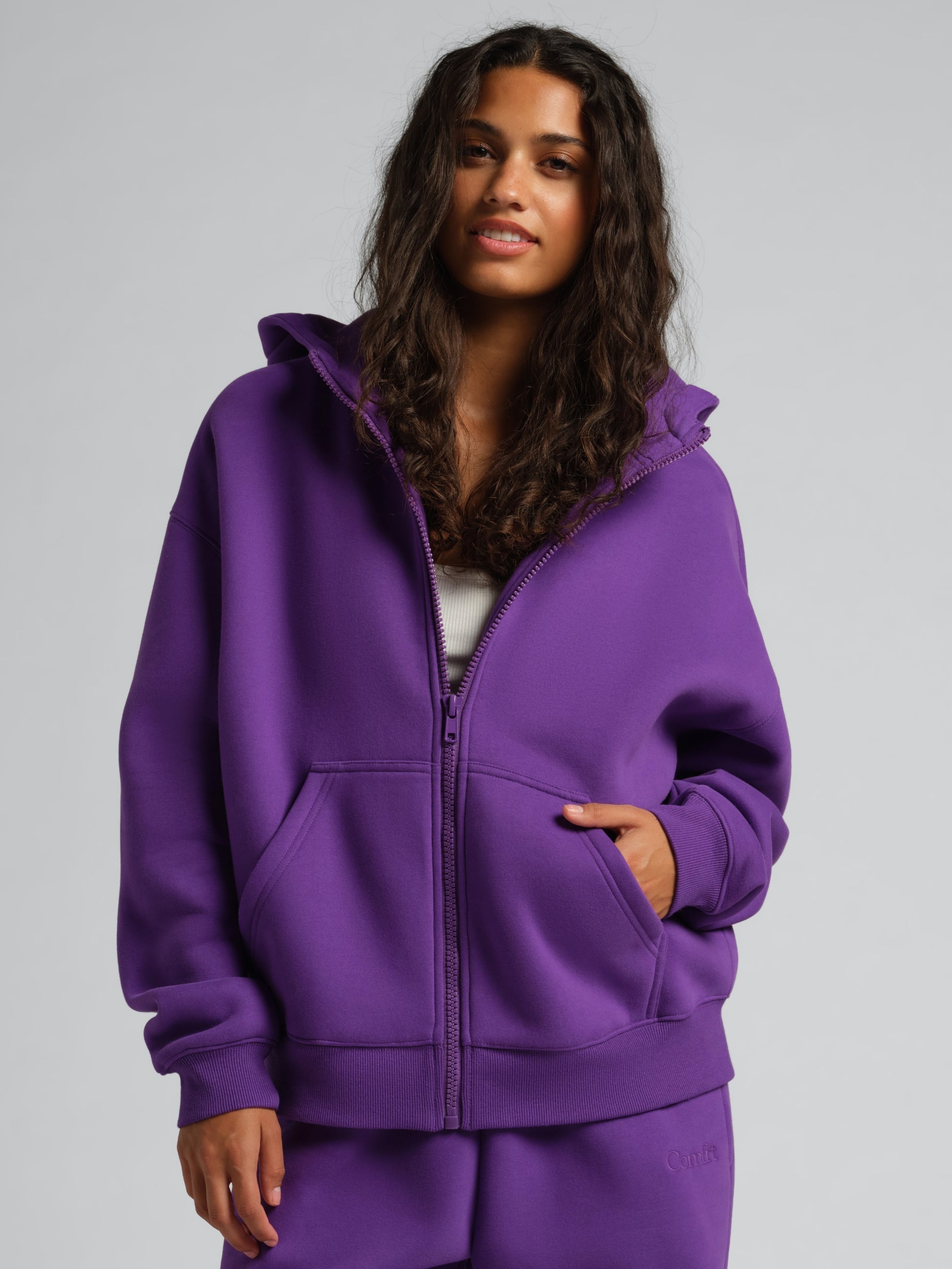 Basic Crop Zip Hoodie