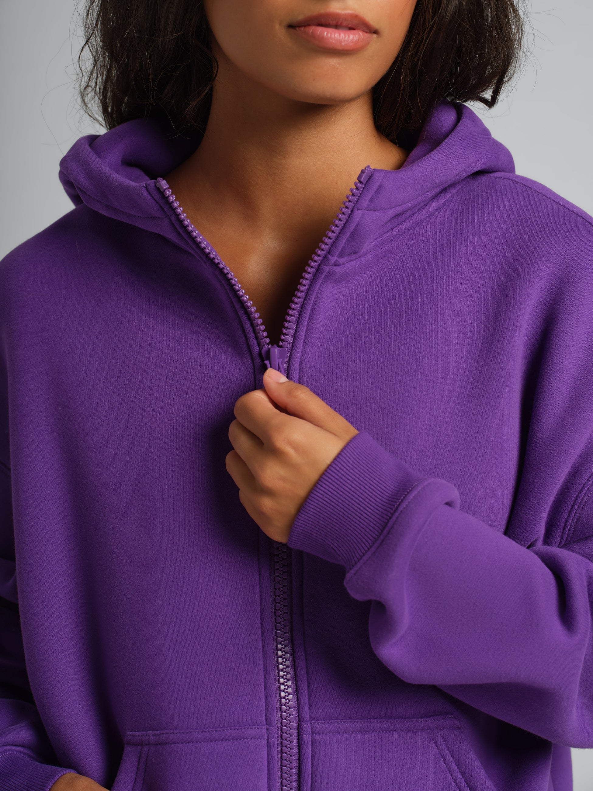 Basic Crop Zip Hoodie