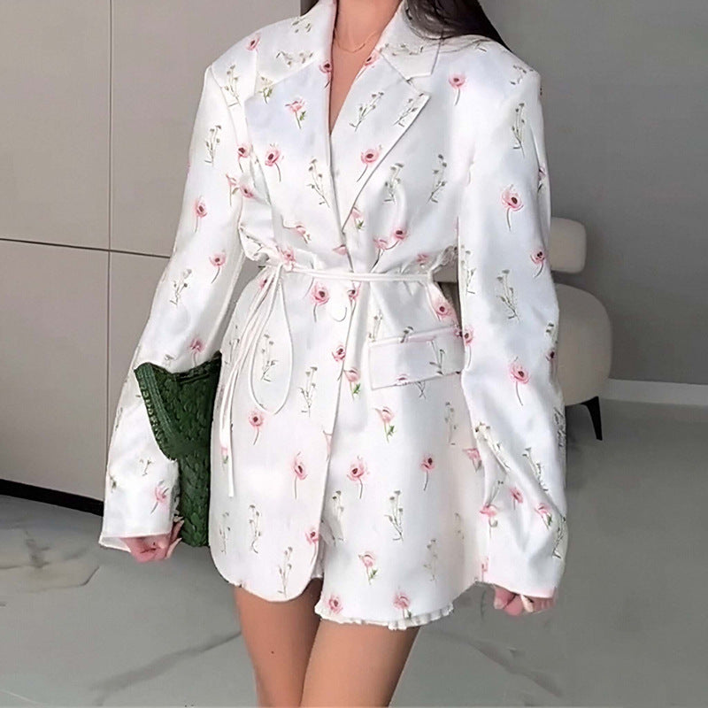 Thin Lace-up Loose All-matching V-neck Coat Women