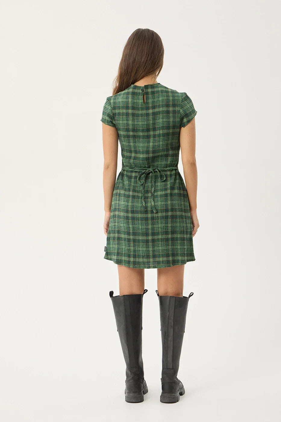 AFENDS Womens Elodie - Seersucker Mini Dress - Lonnie Hunter Green