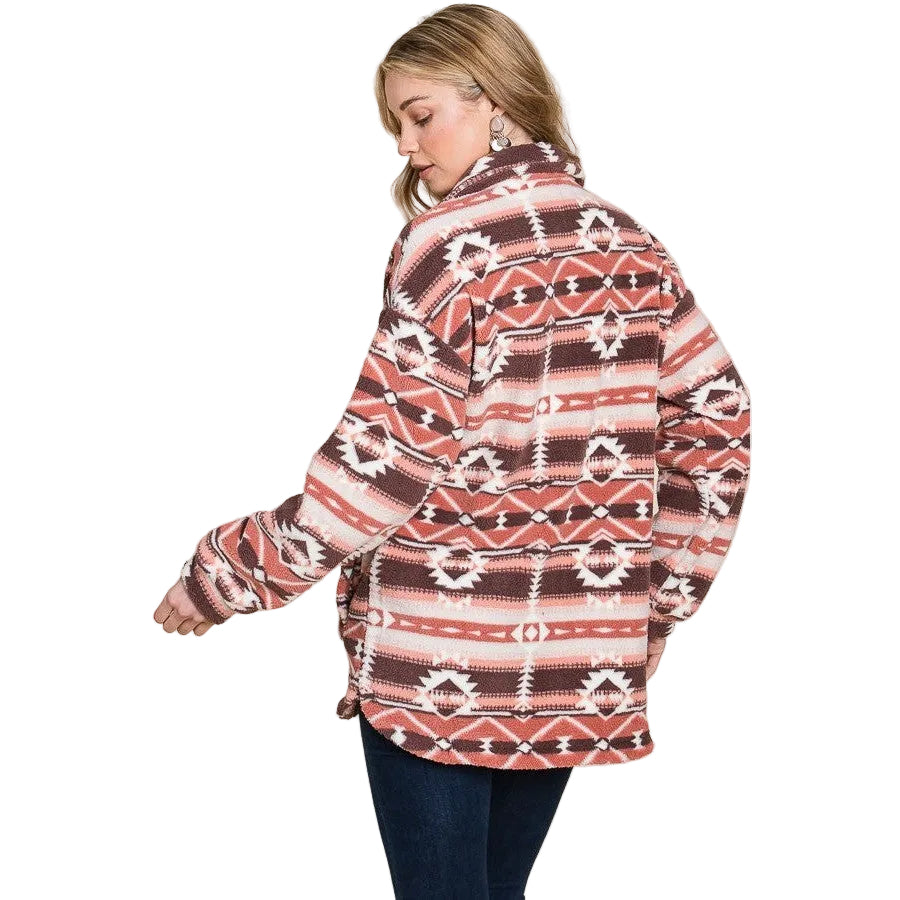 Vanilla Bay Women's Fleece Aztec Print Knit Jacket