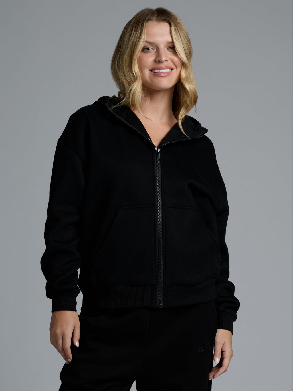 Basic Crop Zip Hoodie
