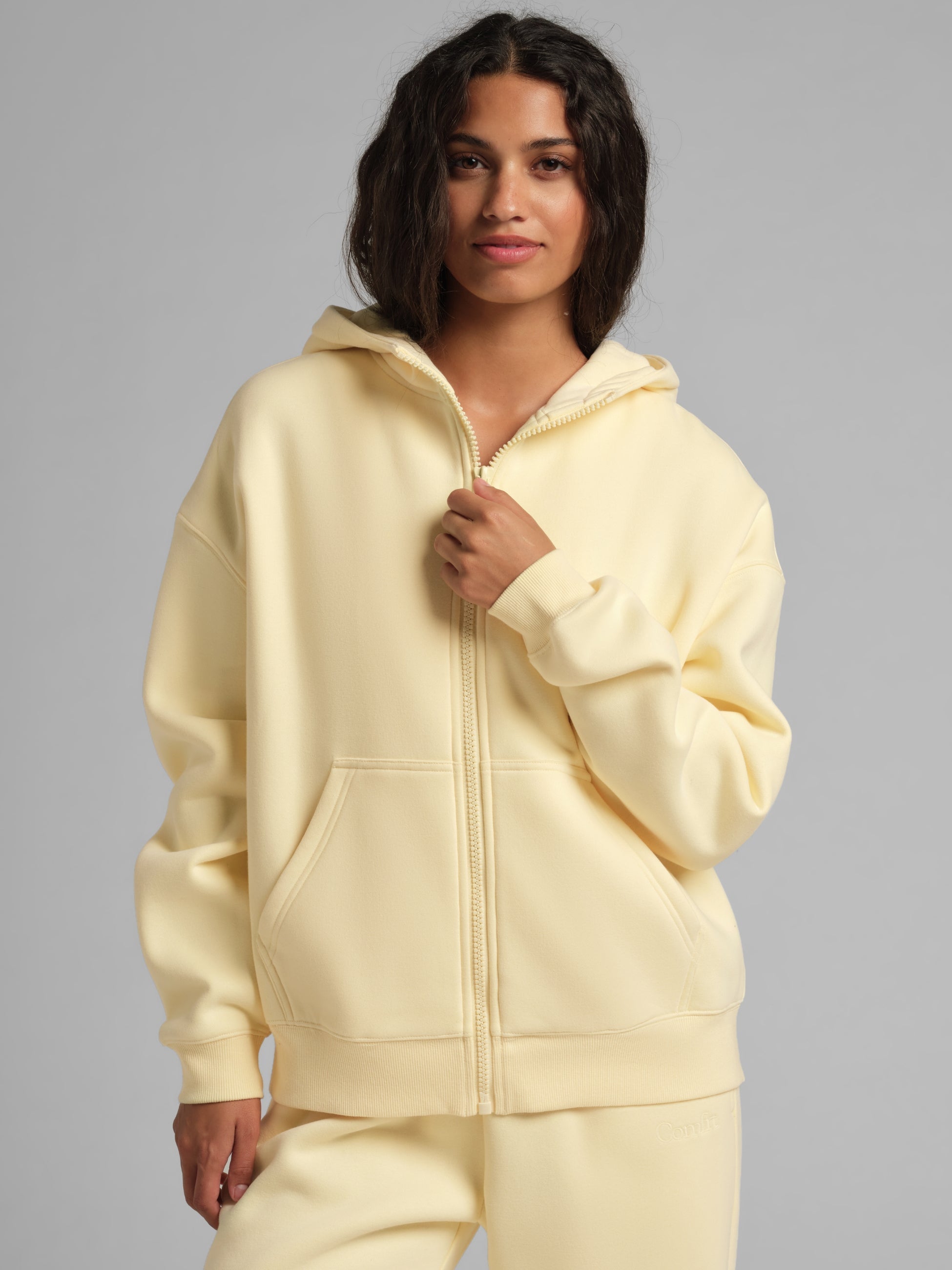 Basic Crop Zip Hoodie