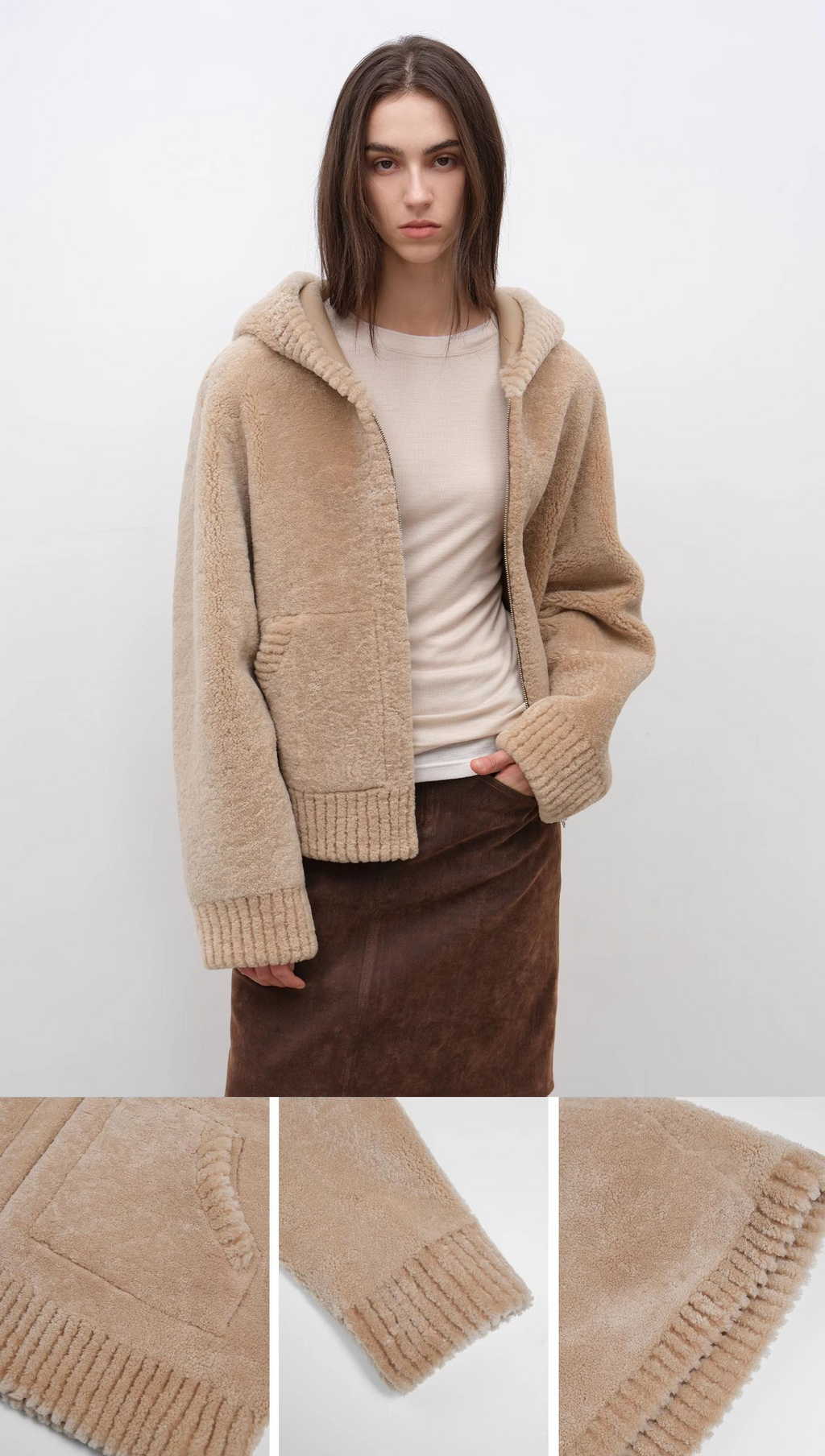 Fireladyfur Women's Hooded Merino Sheepskin JacketBad Boy