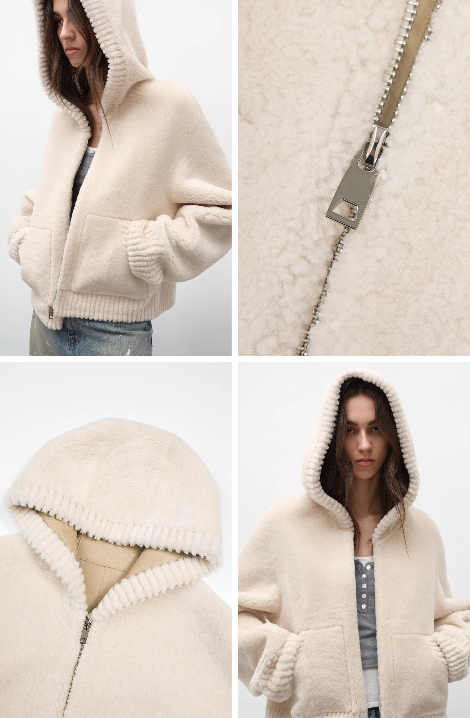 Fireladyfur Women's Hooded Merino Sheepskin JacketBad Boy