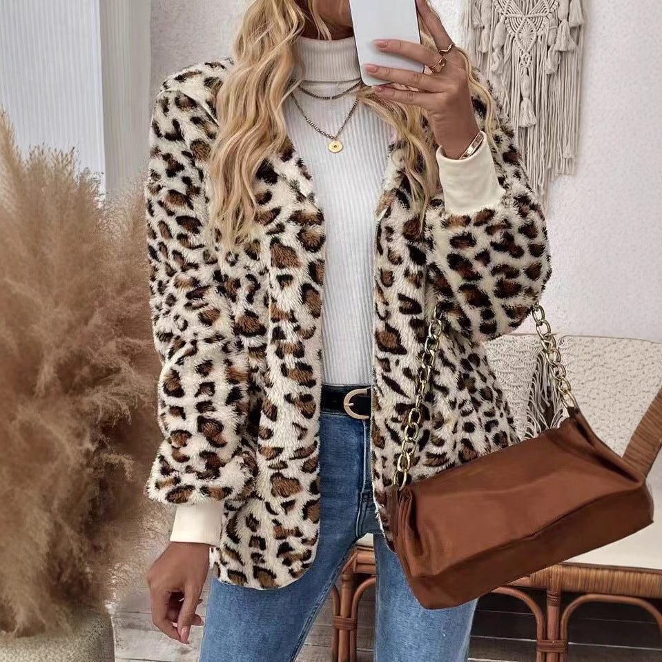 Cardigan Mid-length Women's Autumn And Winter Plush Coat