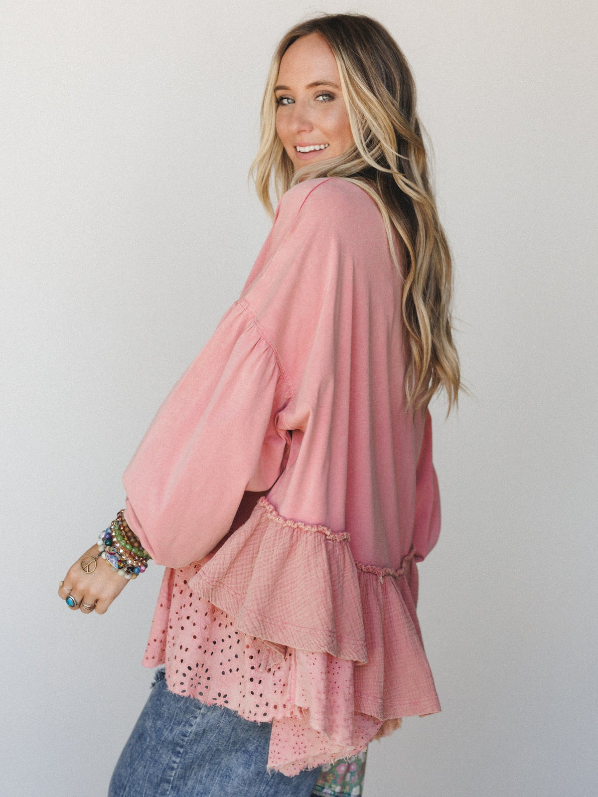 Julie Loves Eyelet Top - Dusty Rose