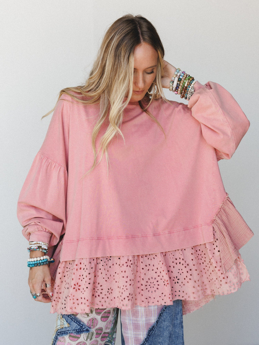 Julie Loves Eyelet Top - Dusty Rose