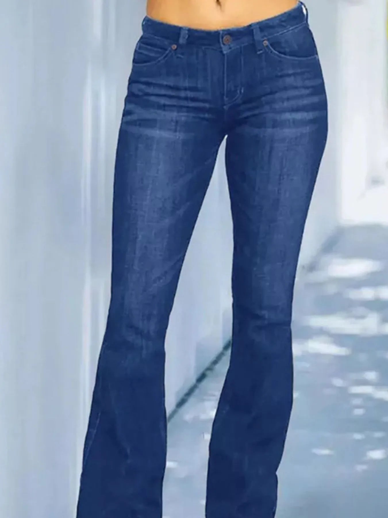 Full Size Wash Flare Jeans with Pockets Plus Size