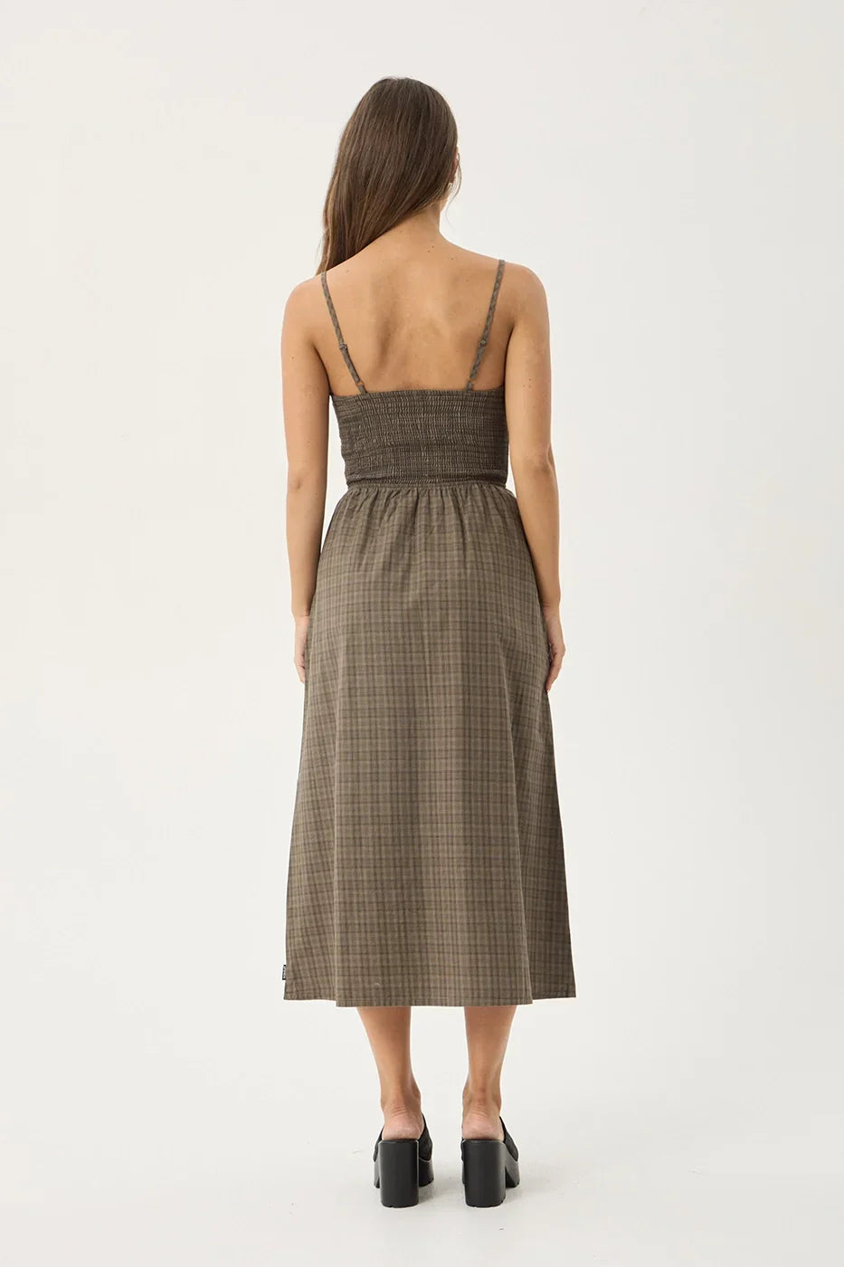 AFENDS Womens Shadow - Midi Dress - Stone Check