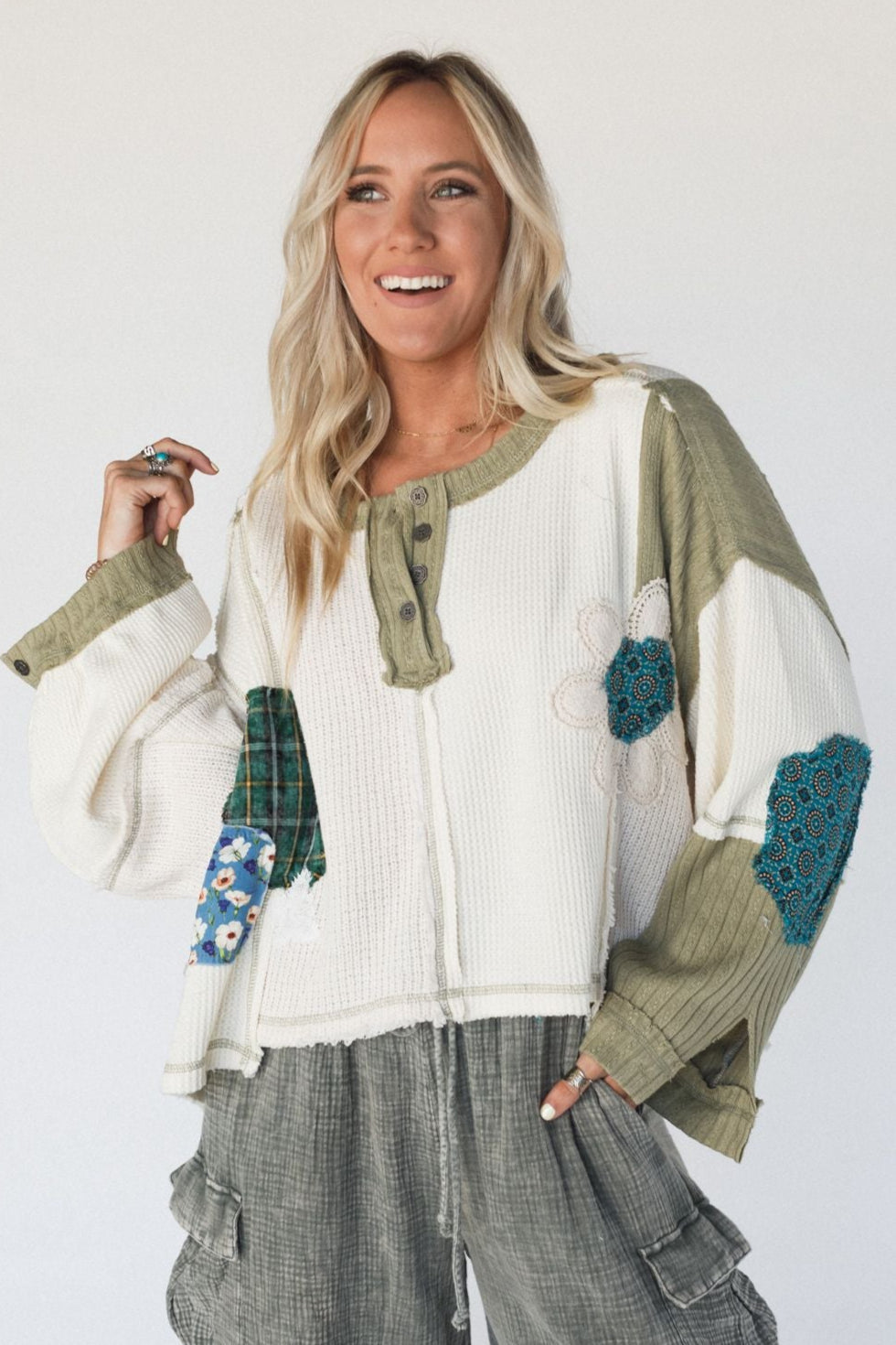 Huxley Patchwork Top - Cream