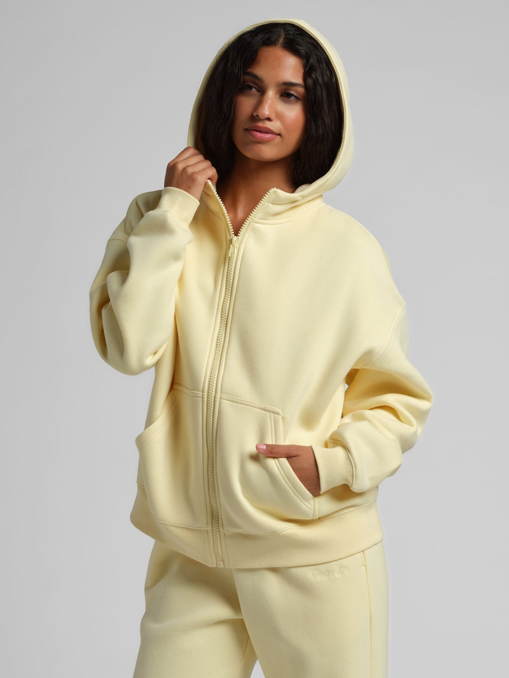 Basic Crop Zip Hoodie
