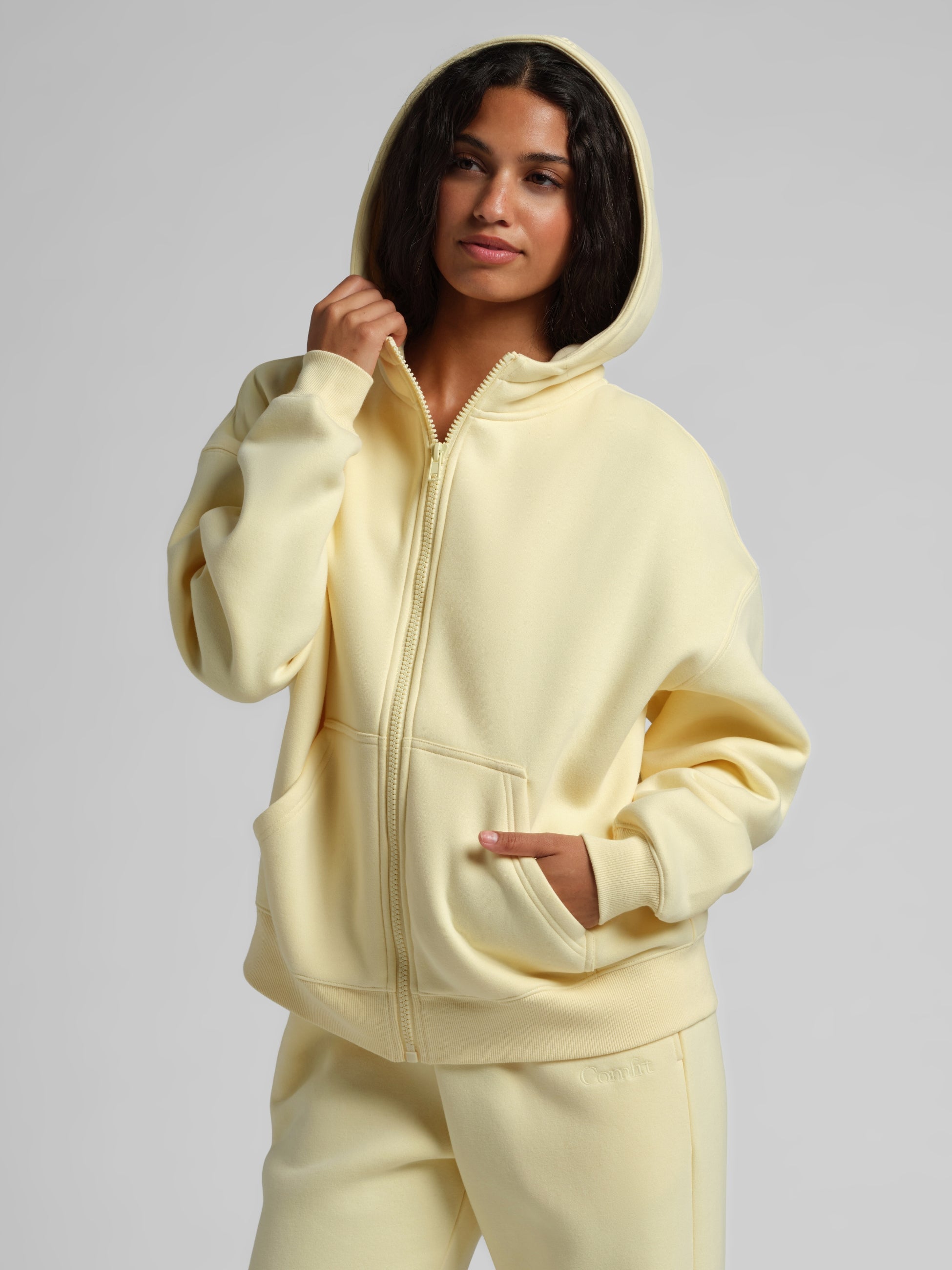 Basic Crop Zip Hoodie
