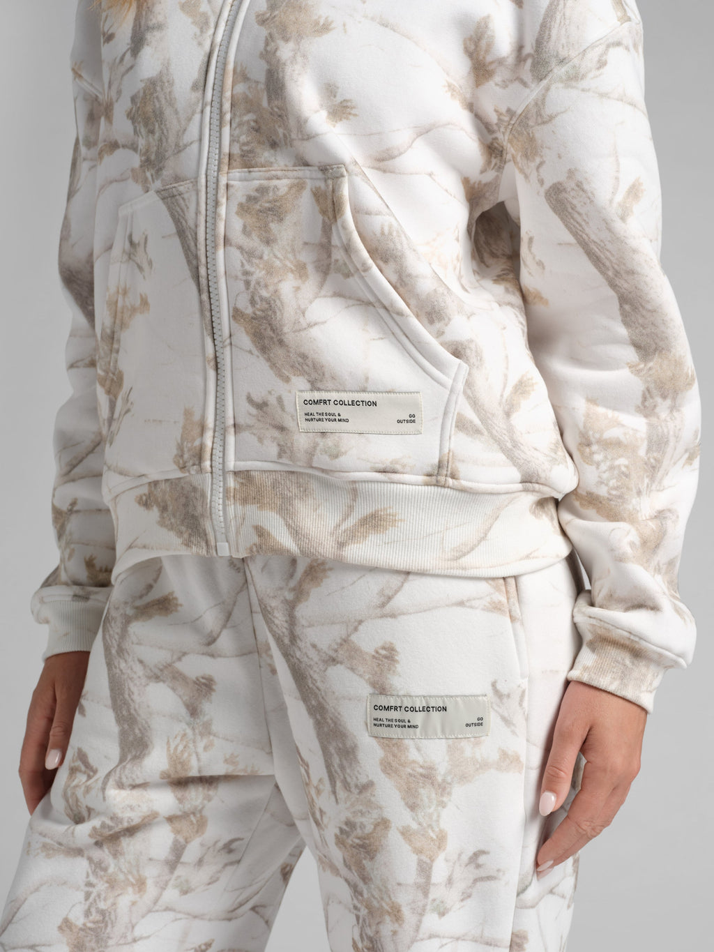 Camo Crop Zip Hoodie