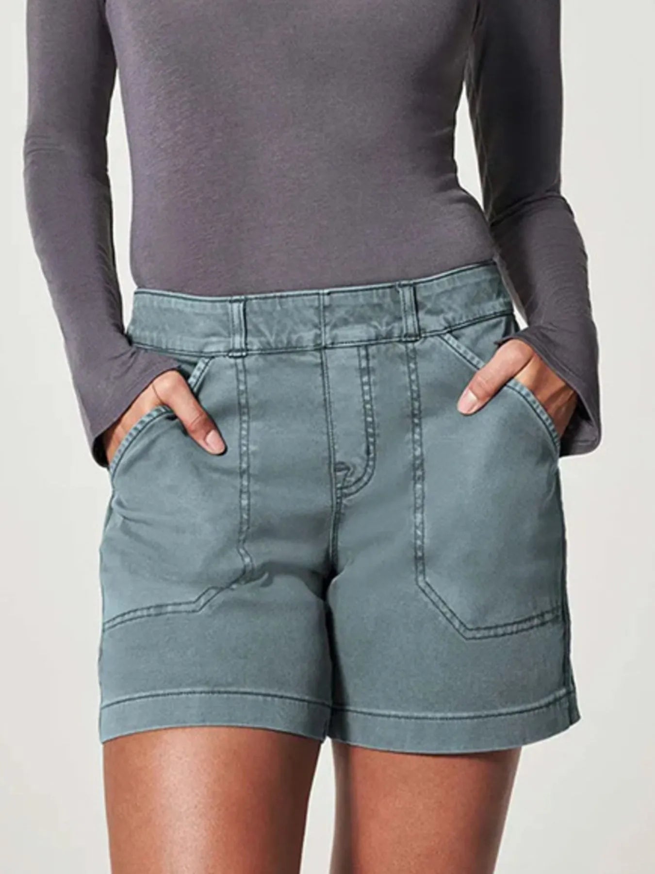 Full Size Vintage Washed Denim Shorts with Pockets Plus Size
