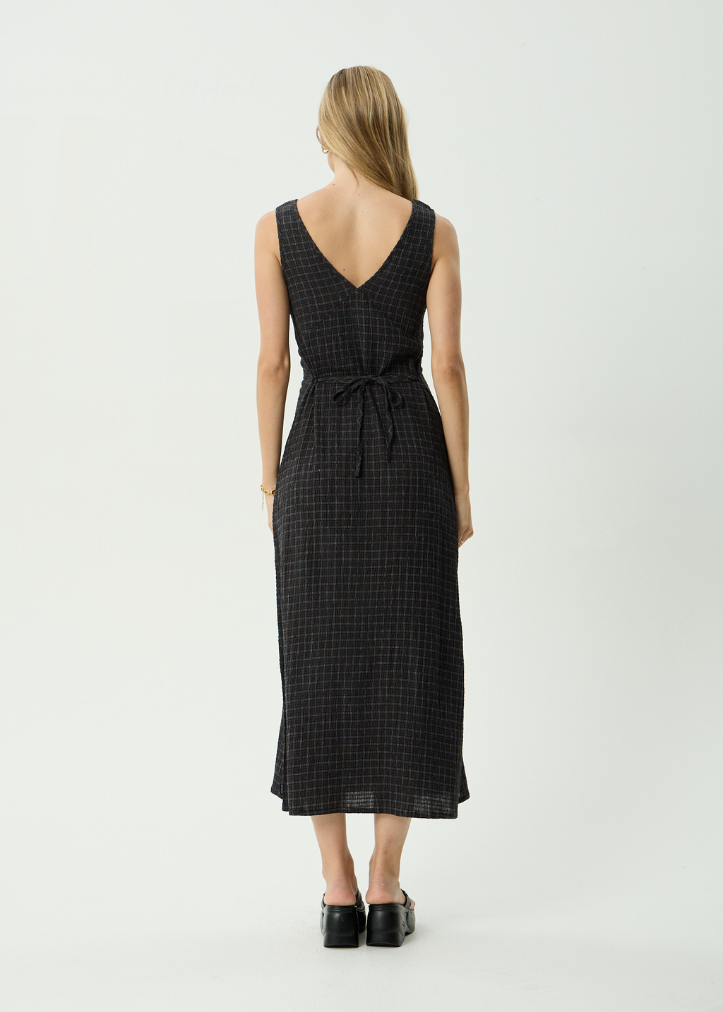 AFENDS Womens Tully - Seersucker Maxi Dress - Dusk Black Check