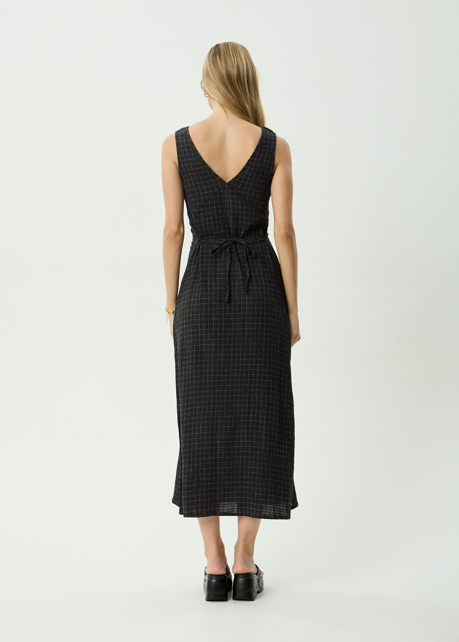 AFENDS Womens Tully - Seersucker Maxi Dress - Dusk Black Check