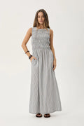 AFENDS Womens Sofia - Maxi Dress - Coffee / Blue Stripe