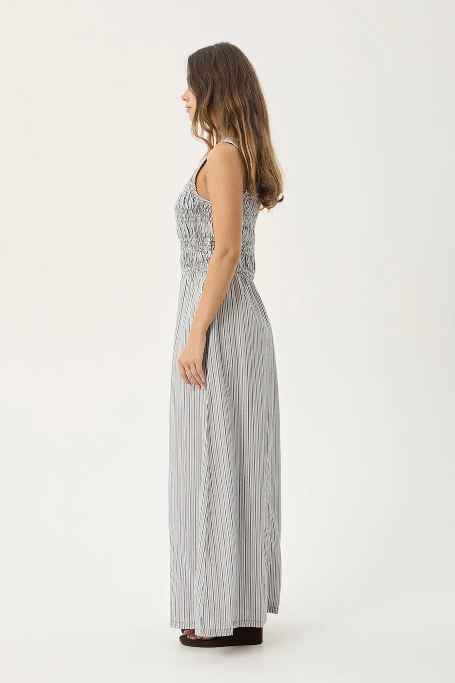 AFENDS Womens Sofia - Maxi Dress - Coffee / Blue Stripe