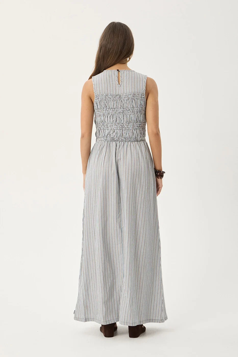 AFENDS Womens Sofia - Maxi Dress - Coffee / Blue Stripe