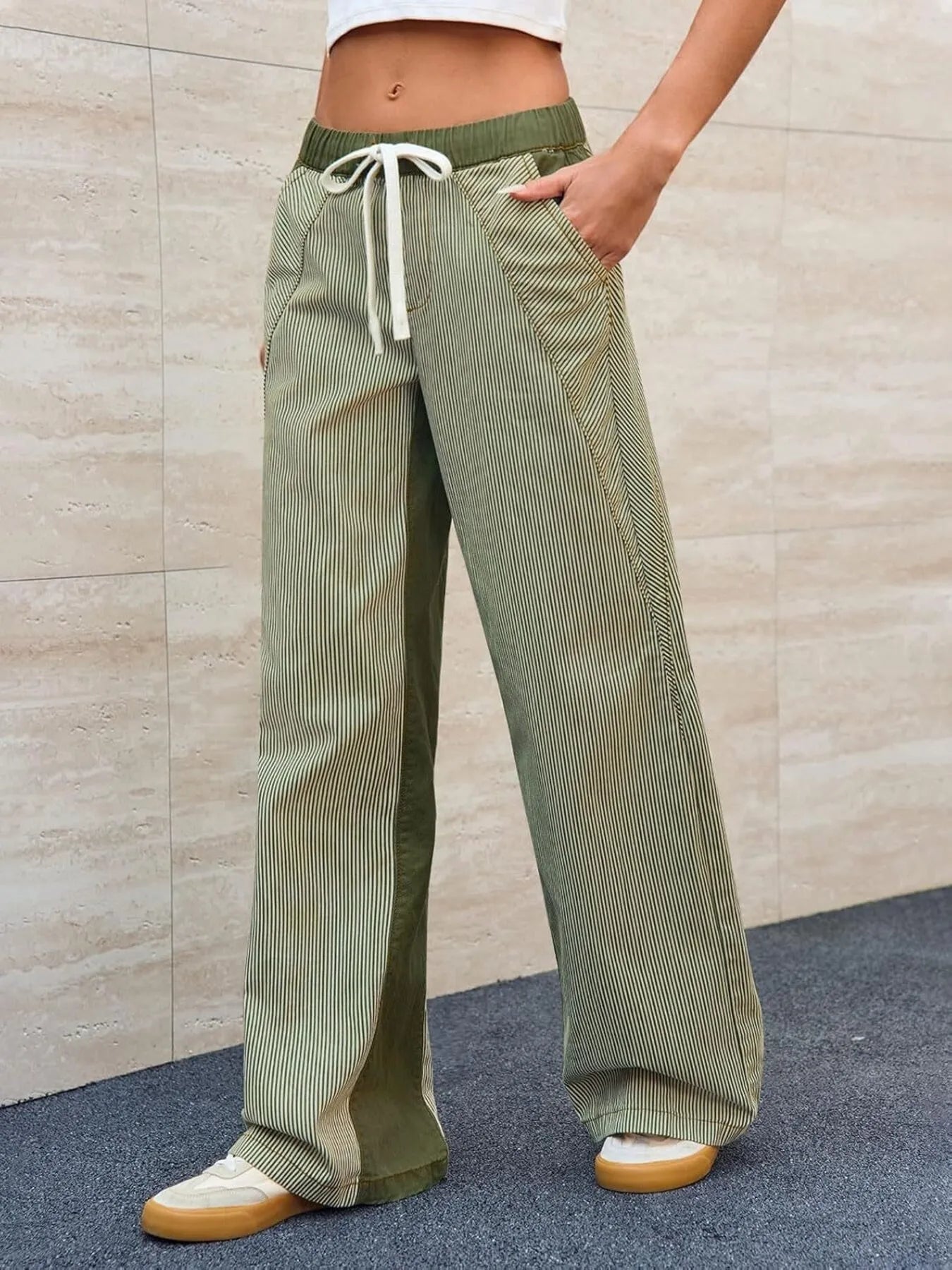 Striped Wide Leg Jeans