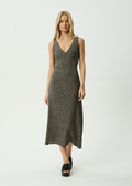 AFENDS Womens Tully - Seersucker Maxi Dress - Tan / Olive Check