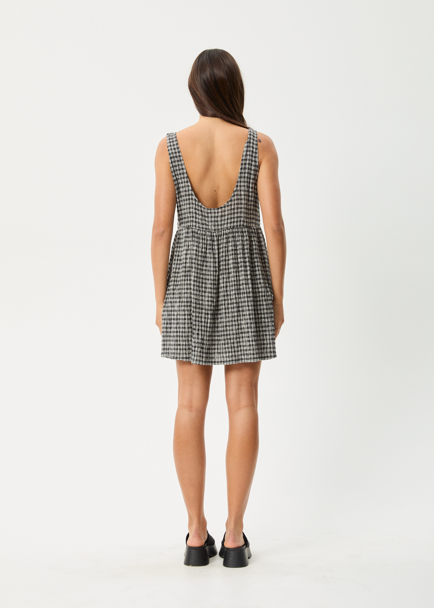 AFENDS Womens Jesse - Seersucker Mini Dress - Steel Check