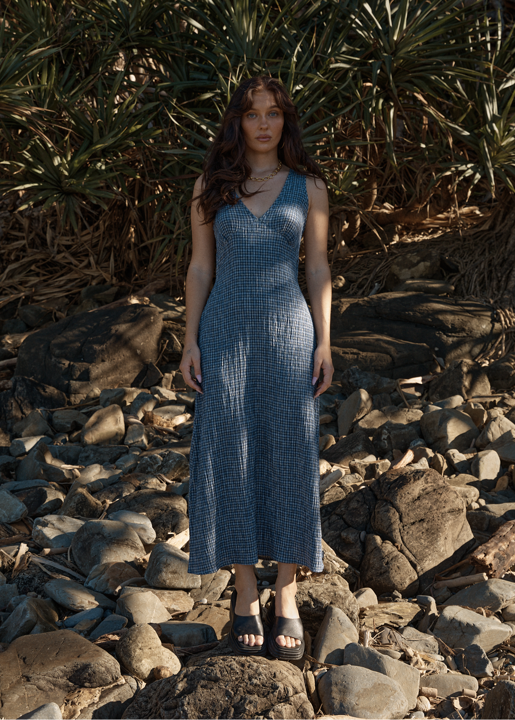 AFENDS Womens Tully - Seersucker Maxi Dress - Marlin
