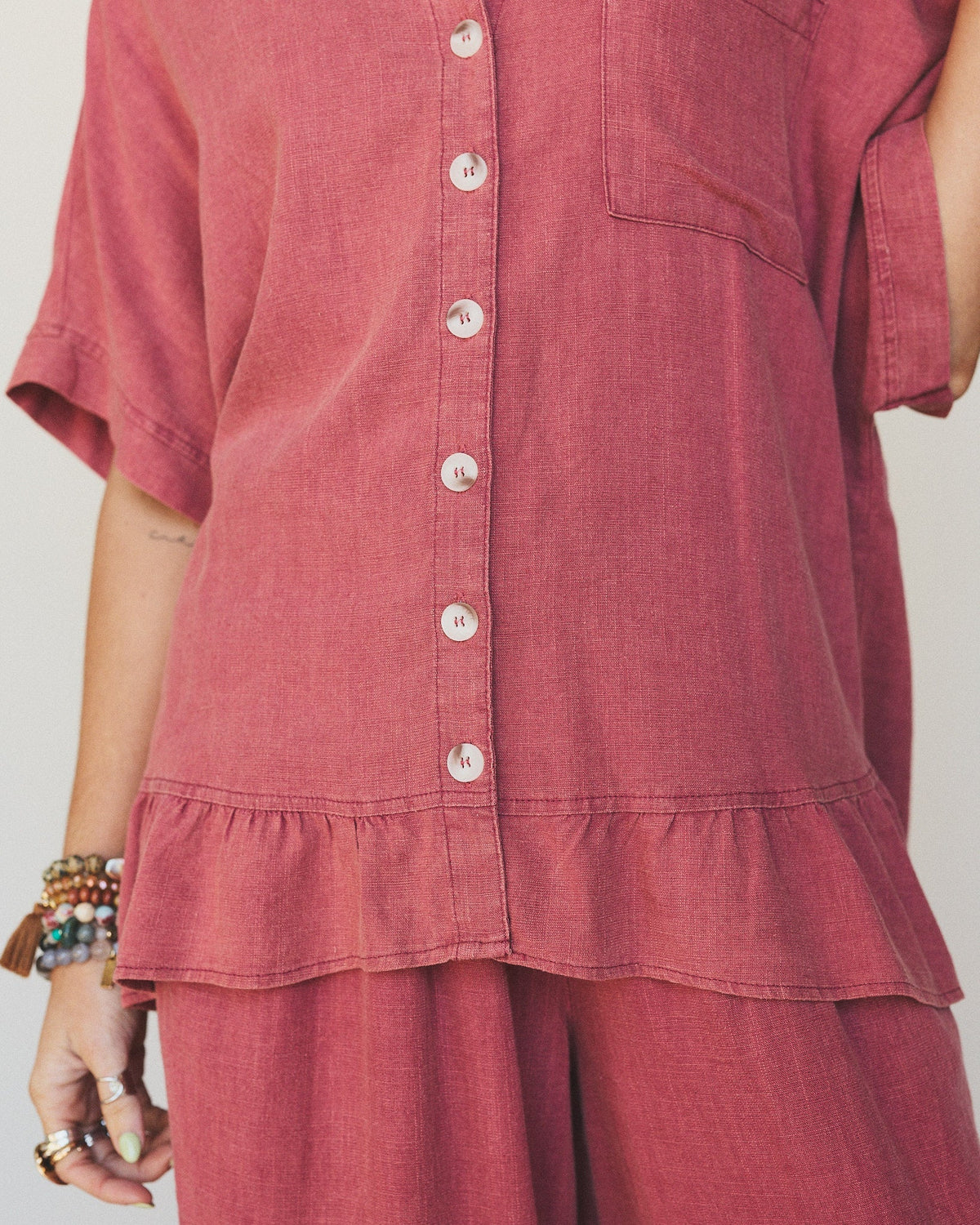 Pure Soul Linen Top - Boho Red