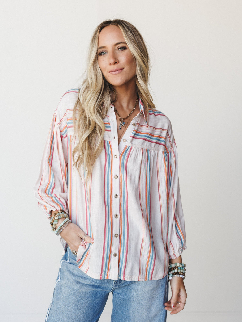 Just like Sunshine Striped Blouse - Natural