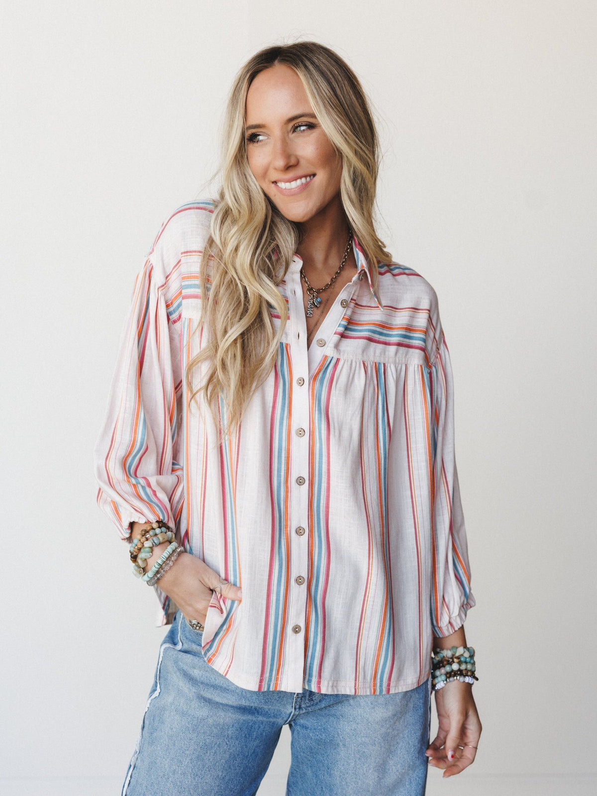 Just like Sunshine Striped Blouse - Natural