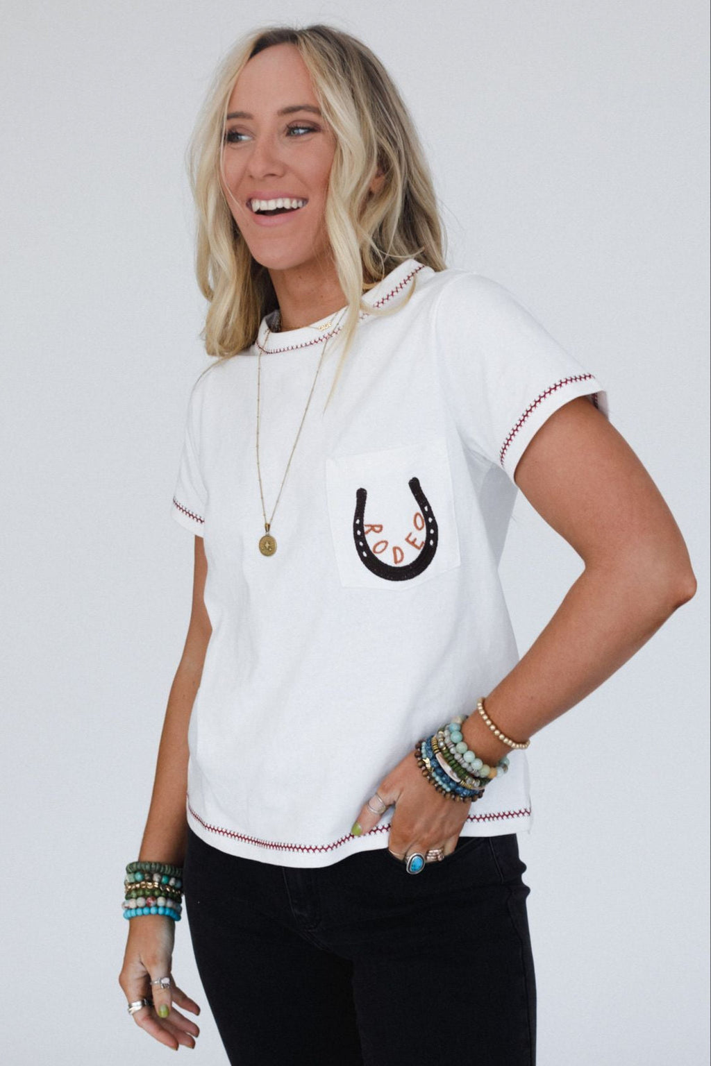 Lucky Iron Embroidered Tee - Off White
