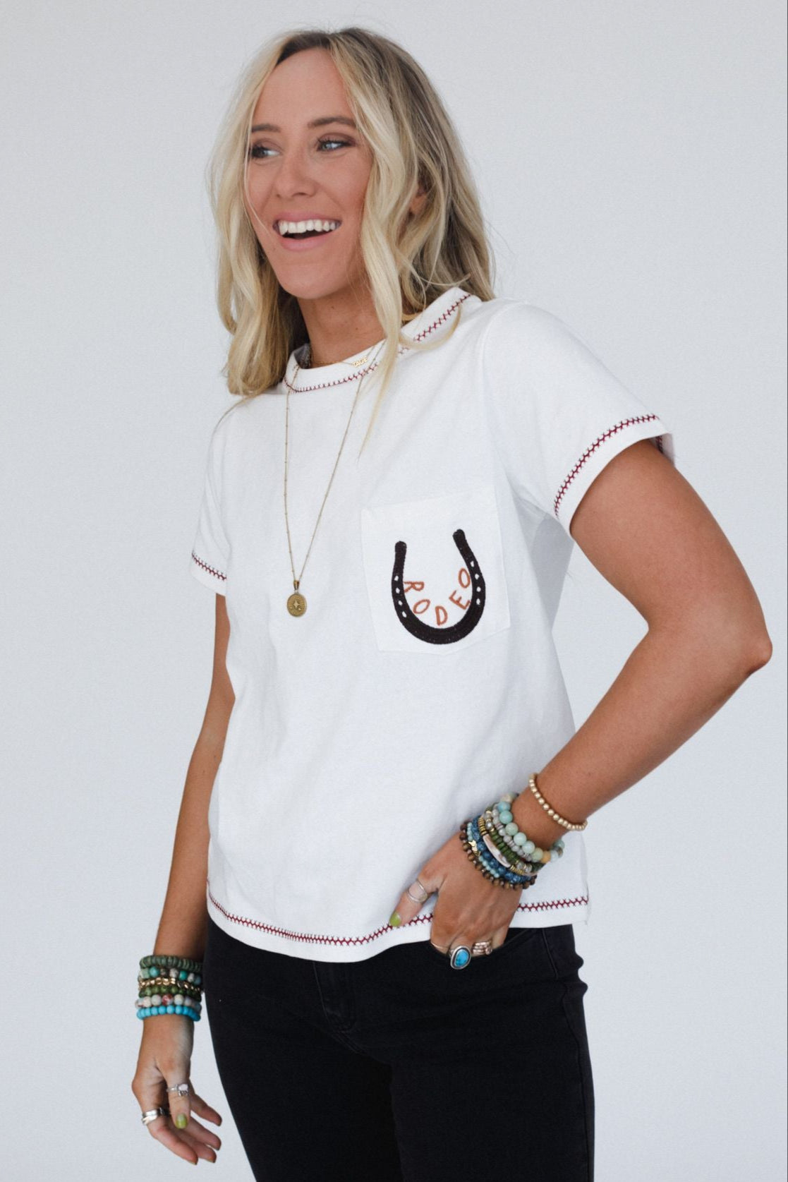 Lucky Iron Embroidered Tee - Off White