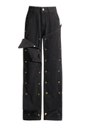 Emmalyn Patchwork Button Jeans - Black
