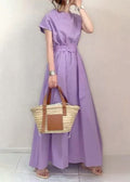 Cotton Tunic Summer Dress Ankle Large Exra Hem Fashion Lavender