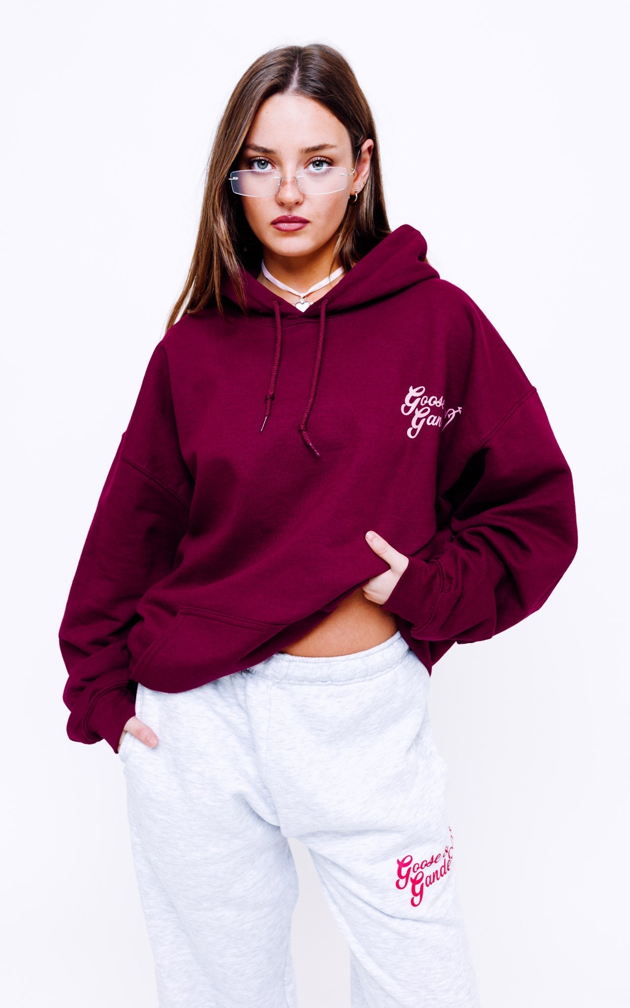 Heart Club Hood - Burgundy