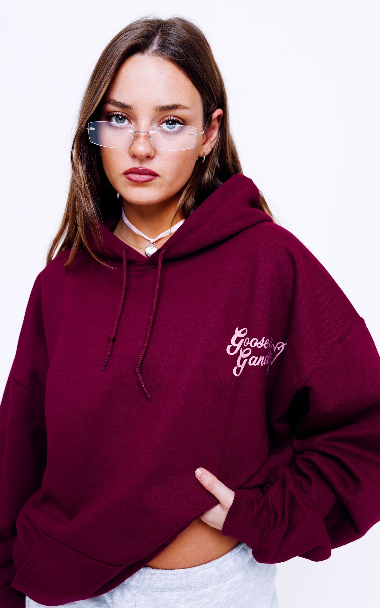 Heart Club Hood - Burgundy
