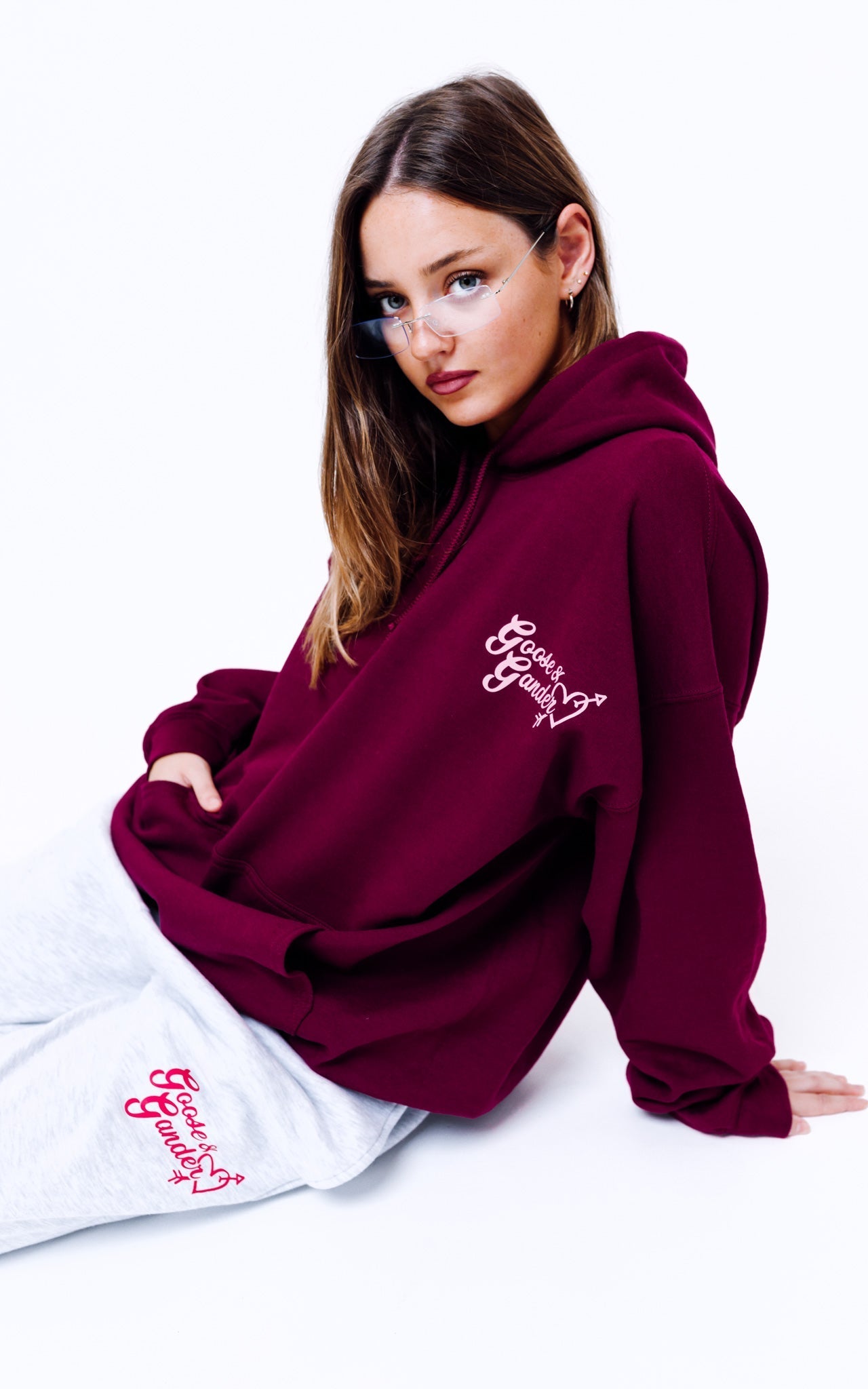 Heart Club Hood - Burgundy