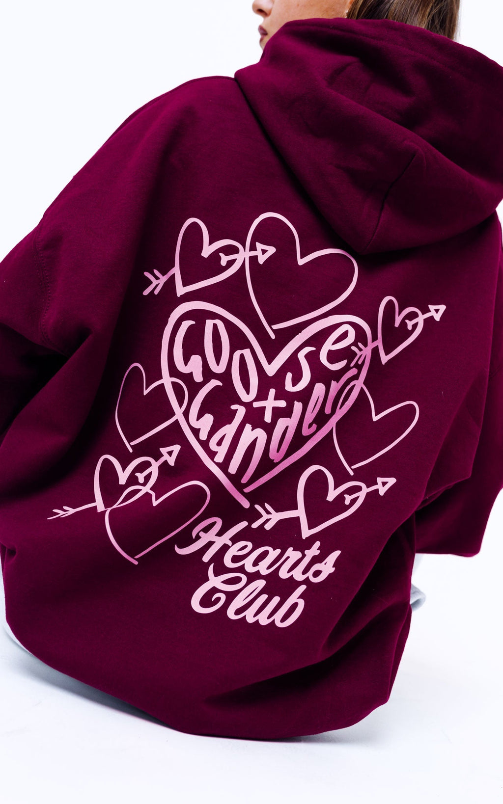 Heart Club Hood - Burgundy