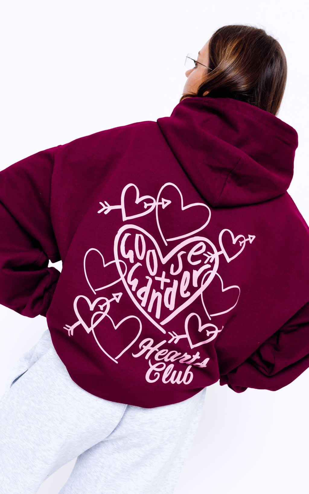 Heart Club Hood - Burgundy