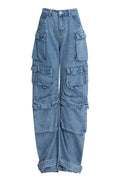 Kynlee Cargo Denim Jeans - Blue