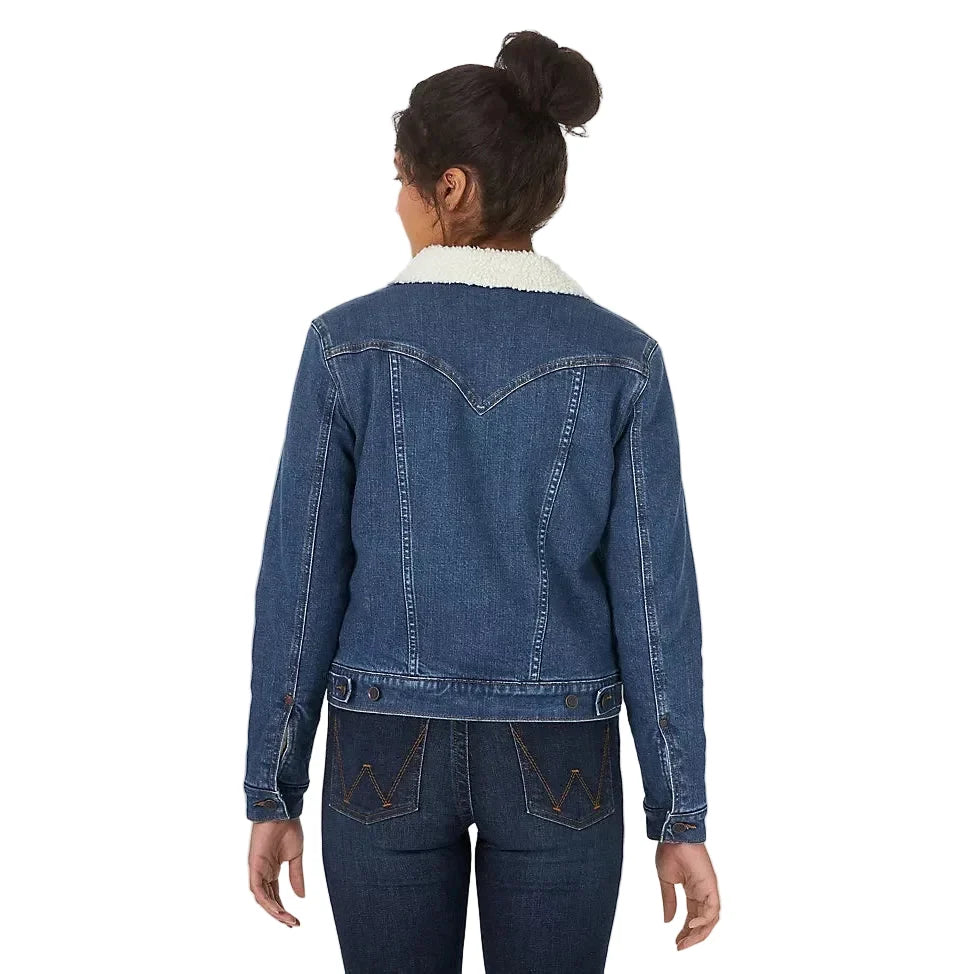 Wrangler Women's Retro Sherpa Lined Western Denim Jacket - Denim