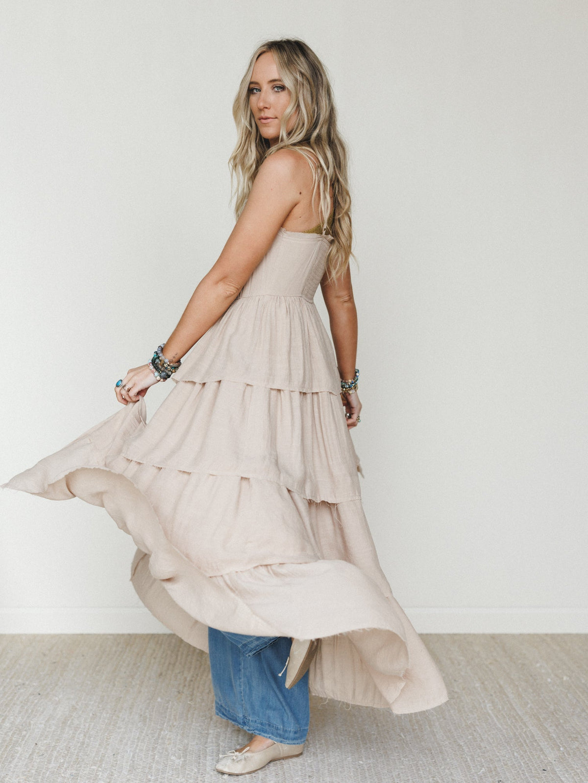 Prairie Breeze Tiered Maxi Top - Sand