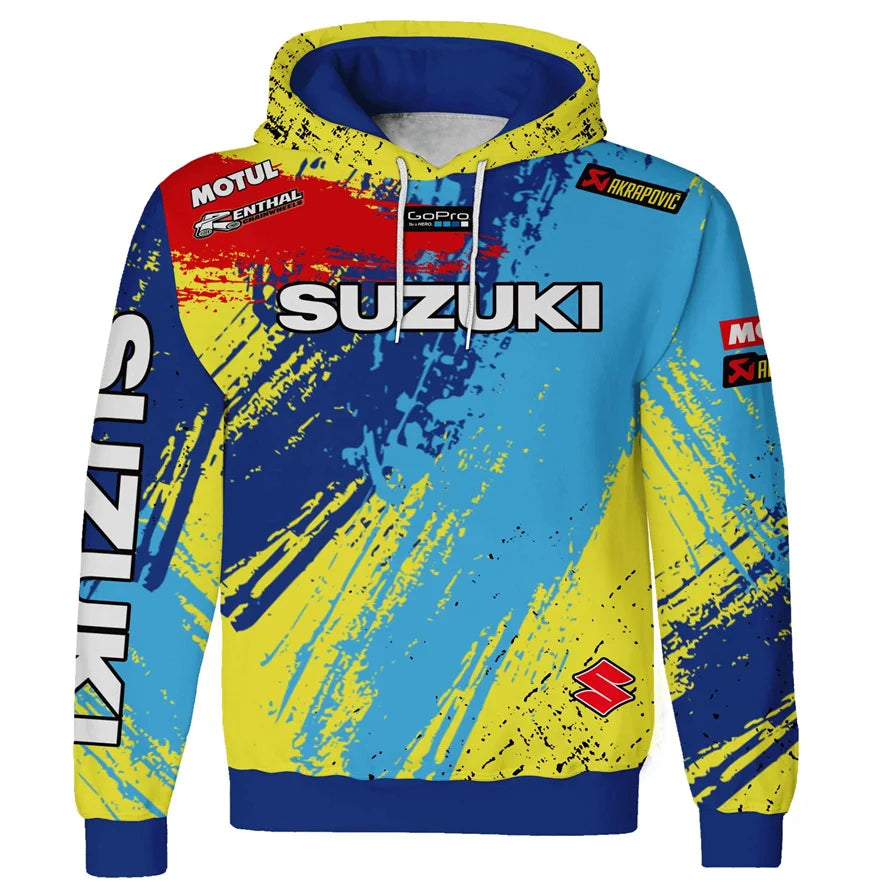 Men's 3D printed autumn and winter outdoor motorcycle racing enthusiasts' casual sports and hooded sweatshirts