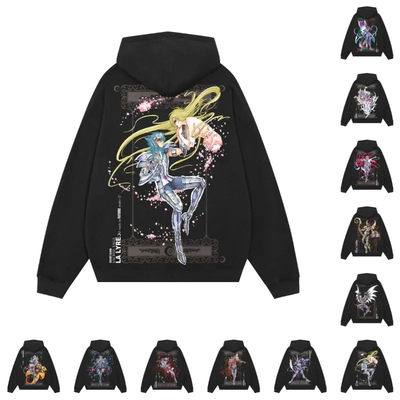 Hoodies Sleeve Hoodies Pure Cotton Clothing Knights of The Zodiac Japanese Anime Men Oversized Long Sleeved Shirt